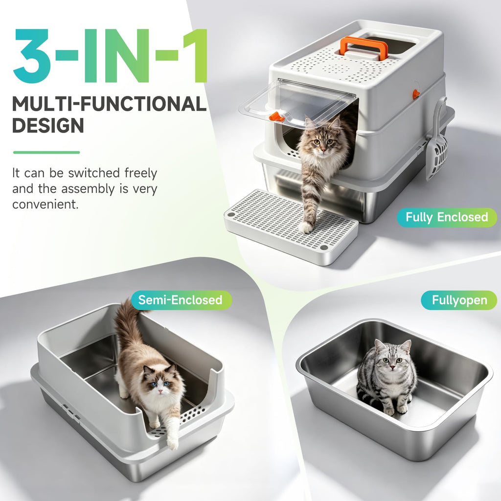 XL Stainless Steel Cat Litter Box J7332