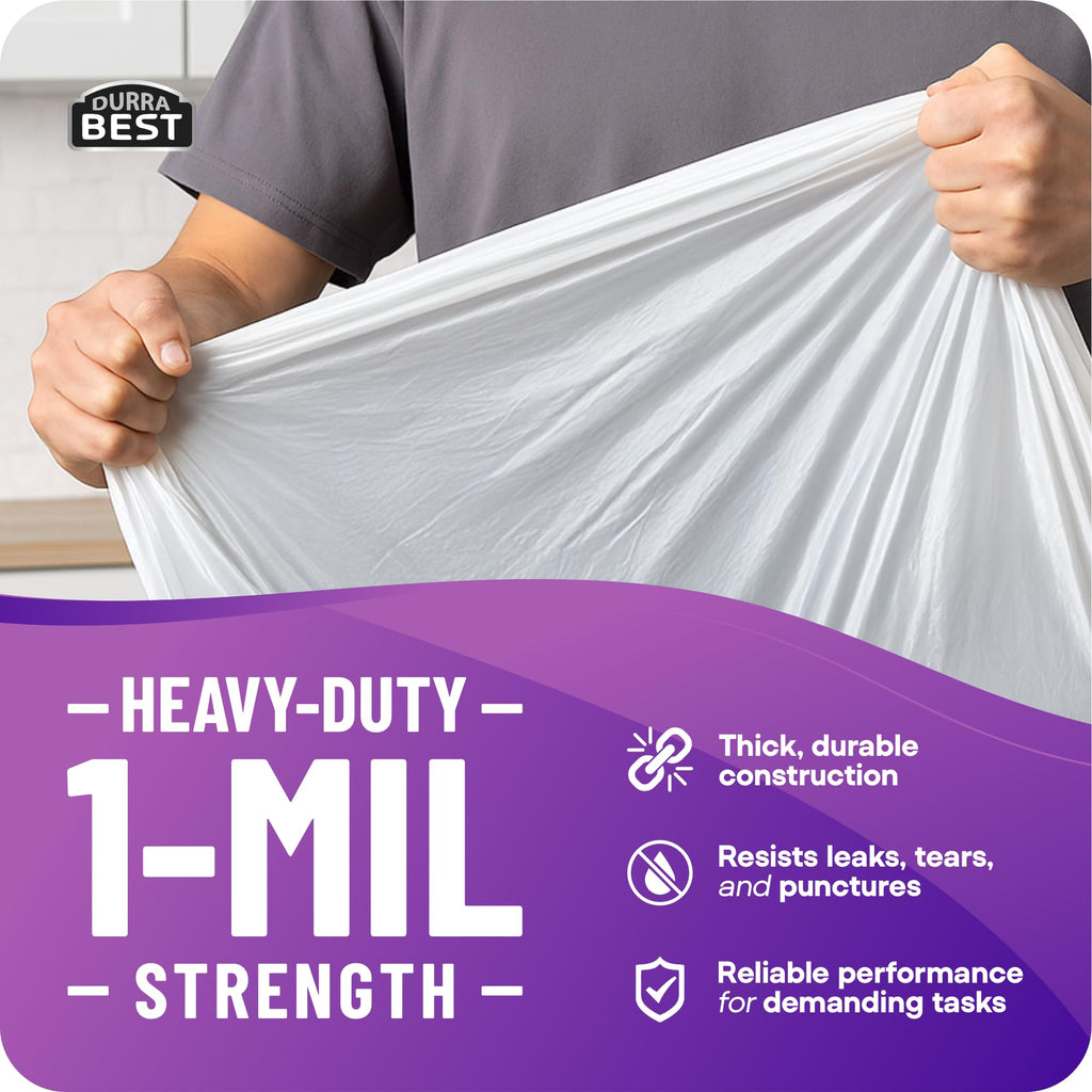 120 Count 18 Gallon White Heavy-Duty Drawstring Trash Bags M5842