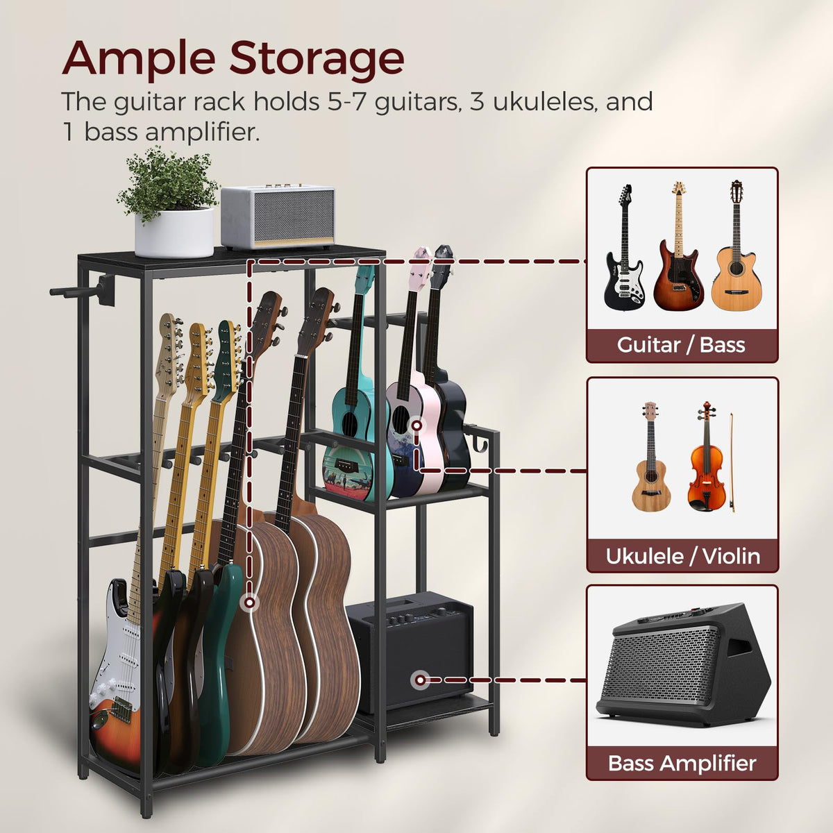 Guitar Stand, Multi-Guitar Rack, AMP Stand, Record Rack J9717