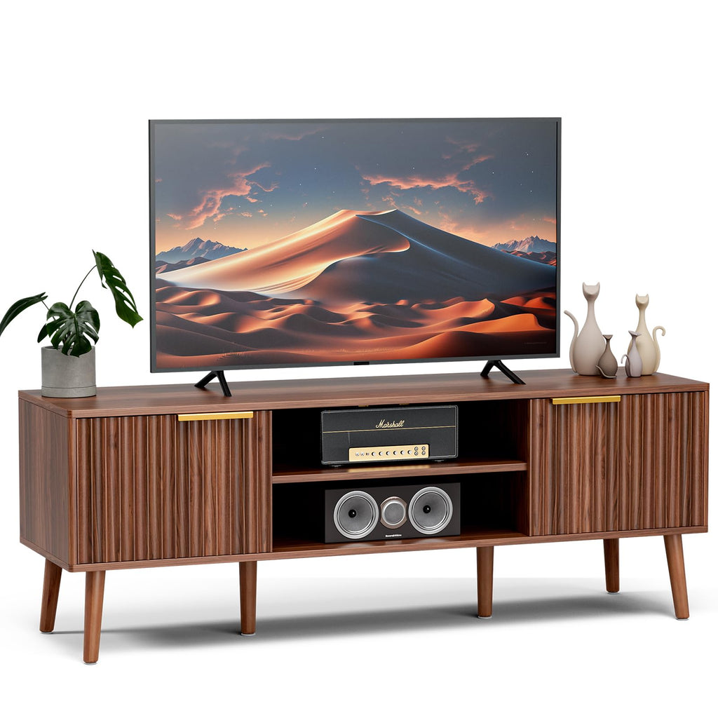 Walnut TV Stand with Fluted Doors U147