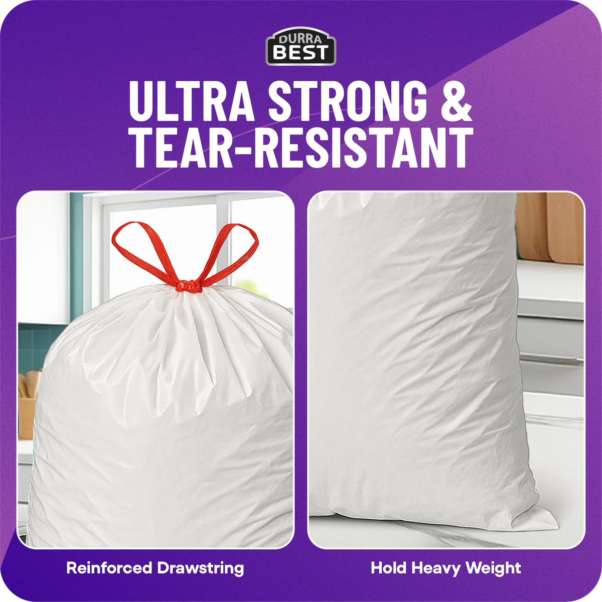 120 Count 18 Gallon White Heavy-Duty Drawstring Trash Bags M5842