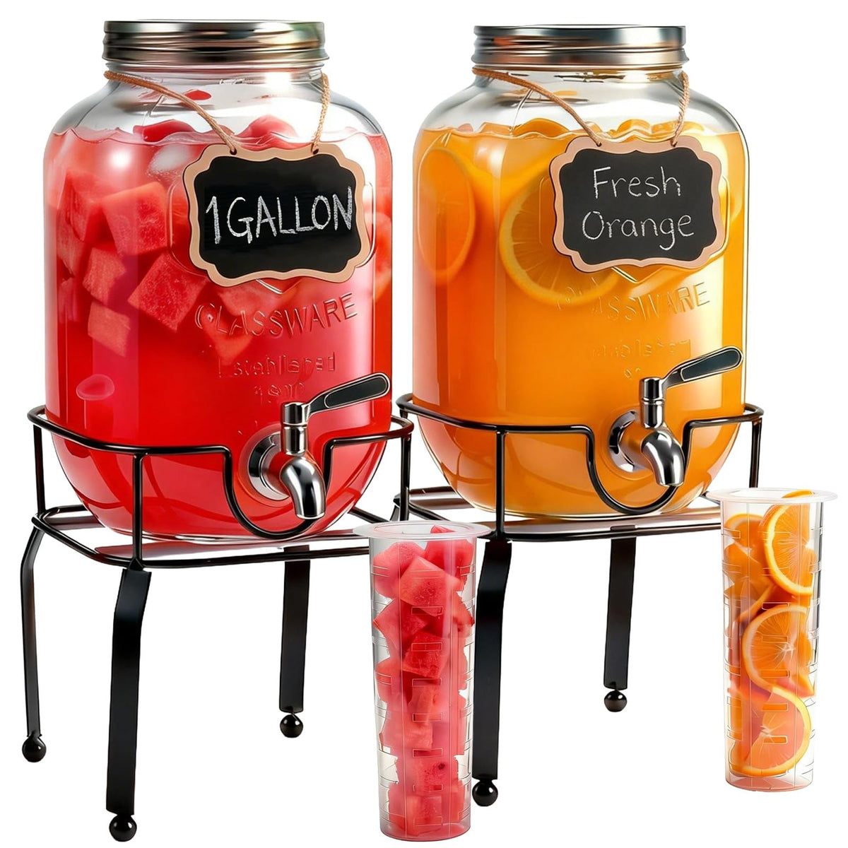 1 Gallon Glass Drink Dispensers with Spigot A553