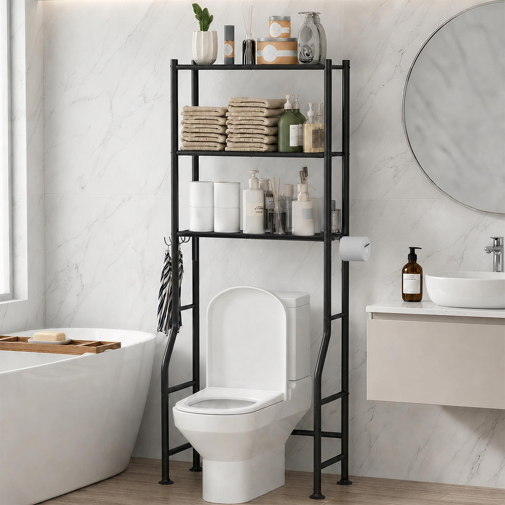 3-Tier Over Toilet Storage, Black V795
