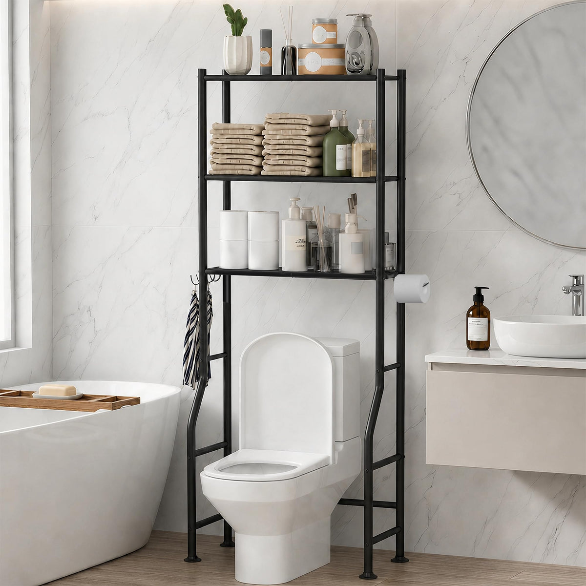 3-Tier Over Toilet Storage, Black V795
