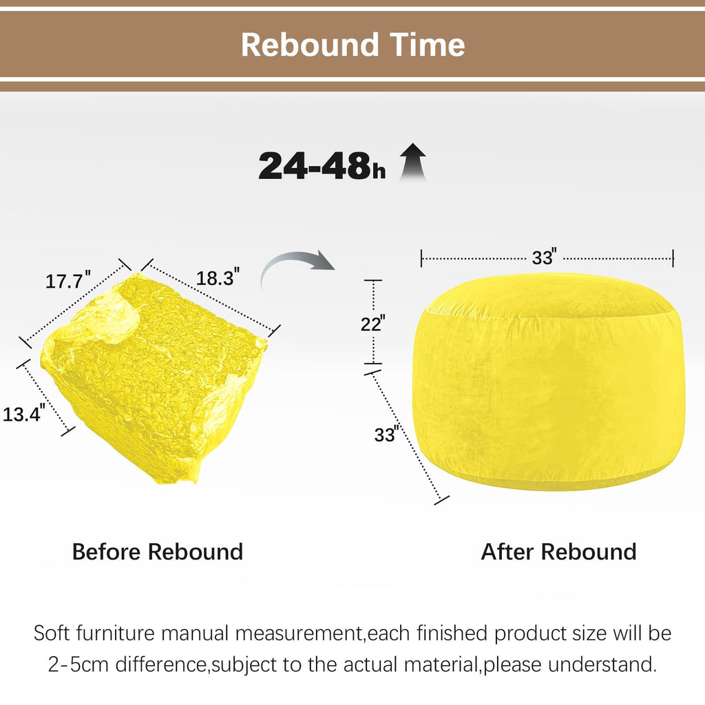 Yellow 3 ft Memory Foam Bean Bag Chair W701
