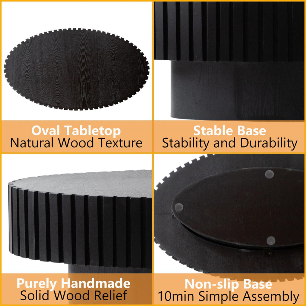 Black Modern Wood Oval Coffee Table I525