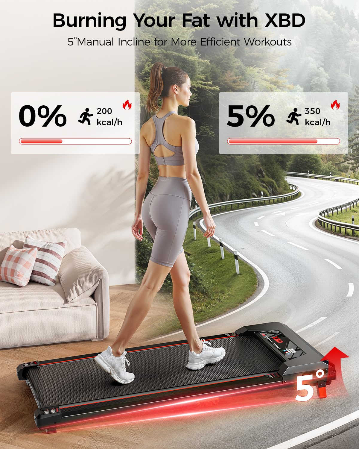 Incline Walking Pad Treadmill 330 Lbs Capacity 2.5HP S462458