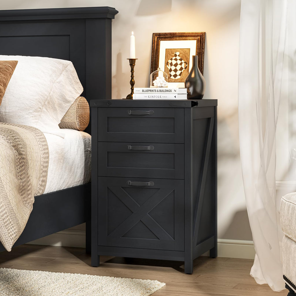 Black 3 Drawer File Cabinet Z517
