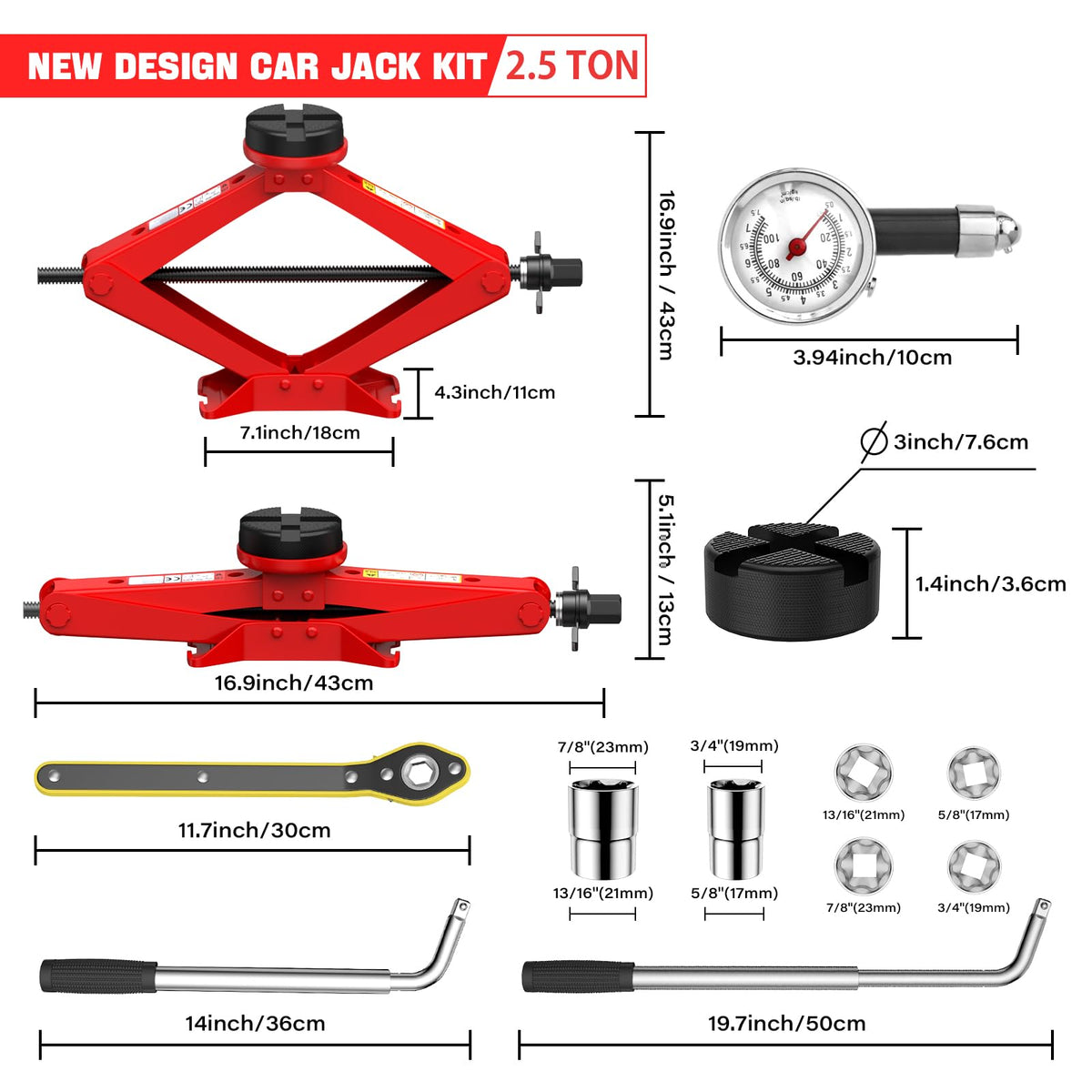 2.5 Ton Car Jack Kit with Lug Wrench Q781850