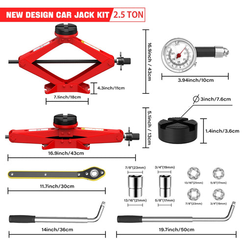 2.5 Ton Car Jack Kit with Lug Wrench Q781850