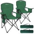 2 Pack Heavy Duty Folding Camping Chair with Cooler Bag Z7449