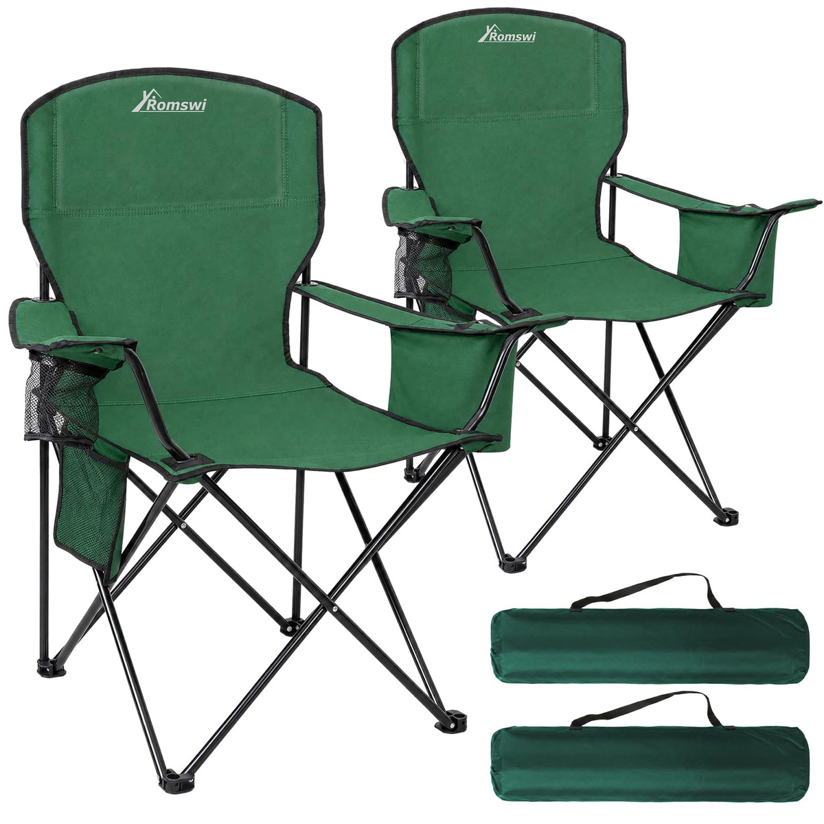 2 Pack Heavy Duty Folding Camping Chair with Cooler Bag Z7449