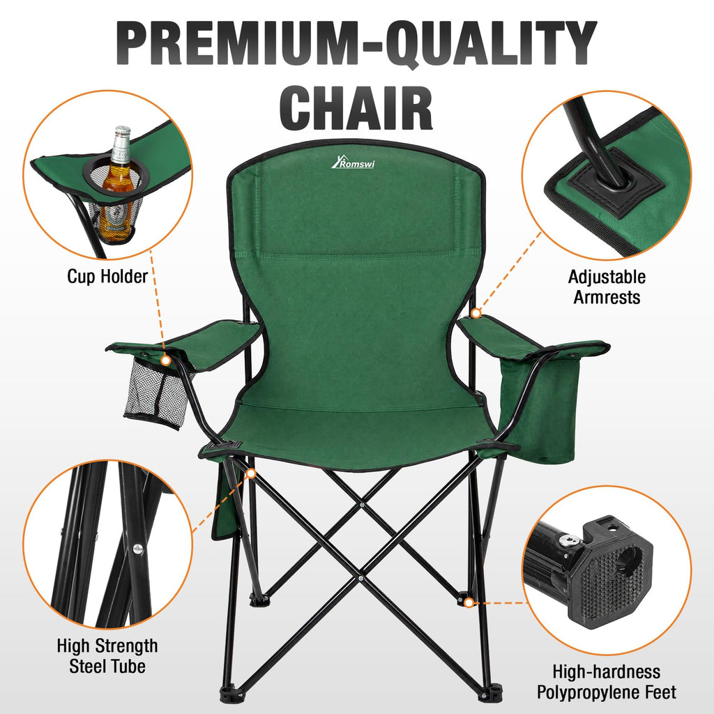 2 Pack Heavy Duty Folding Camping Chair with Cooler Bag Z7449