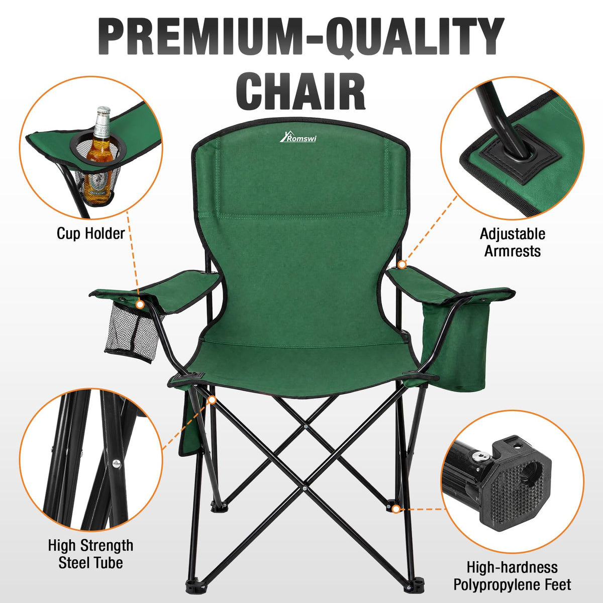 2 Pack Heavy Duty Folding Camping Chair with Cooler Bag Z7449