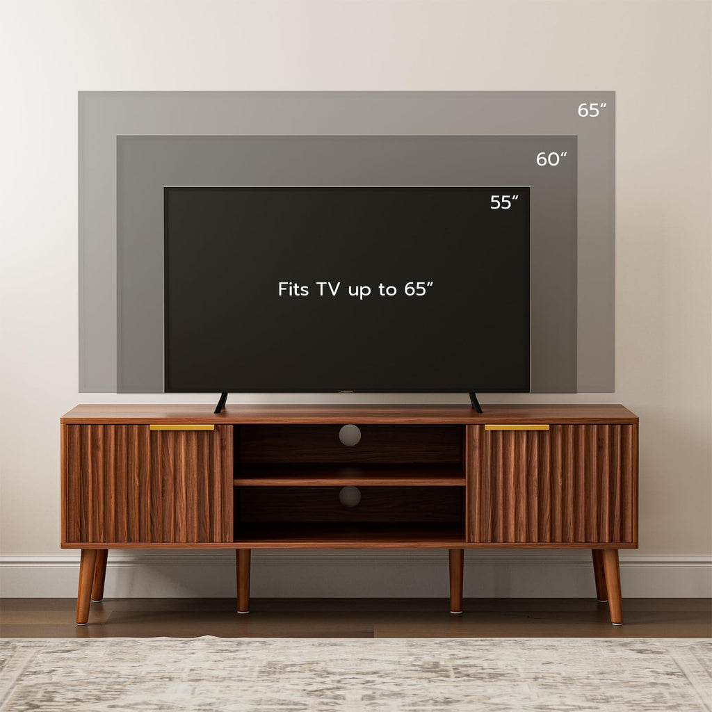Walnut TV Stand with Fluted Doors U147