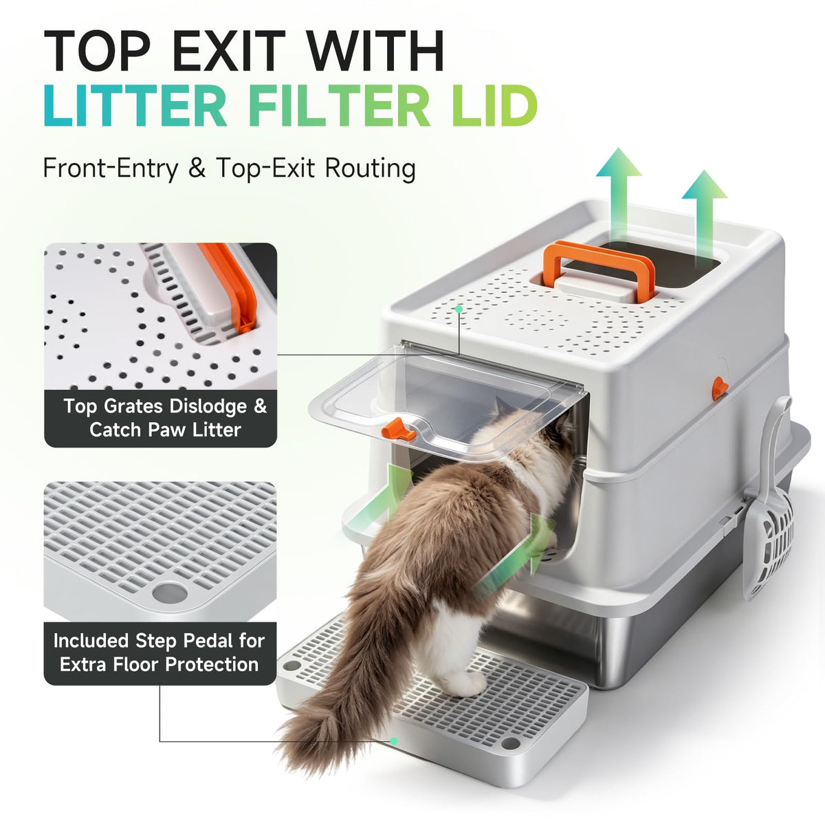 XL Stainless Steel Cat Litter Box J7332