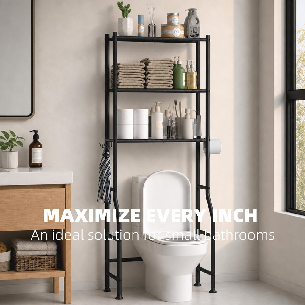 3-Tier Over Toilet Storage, Black V795