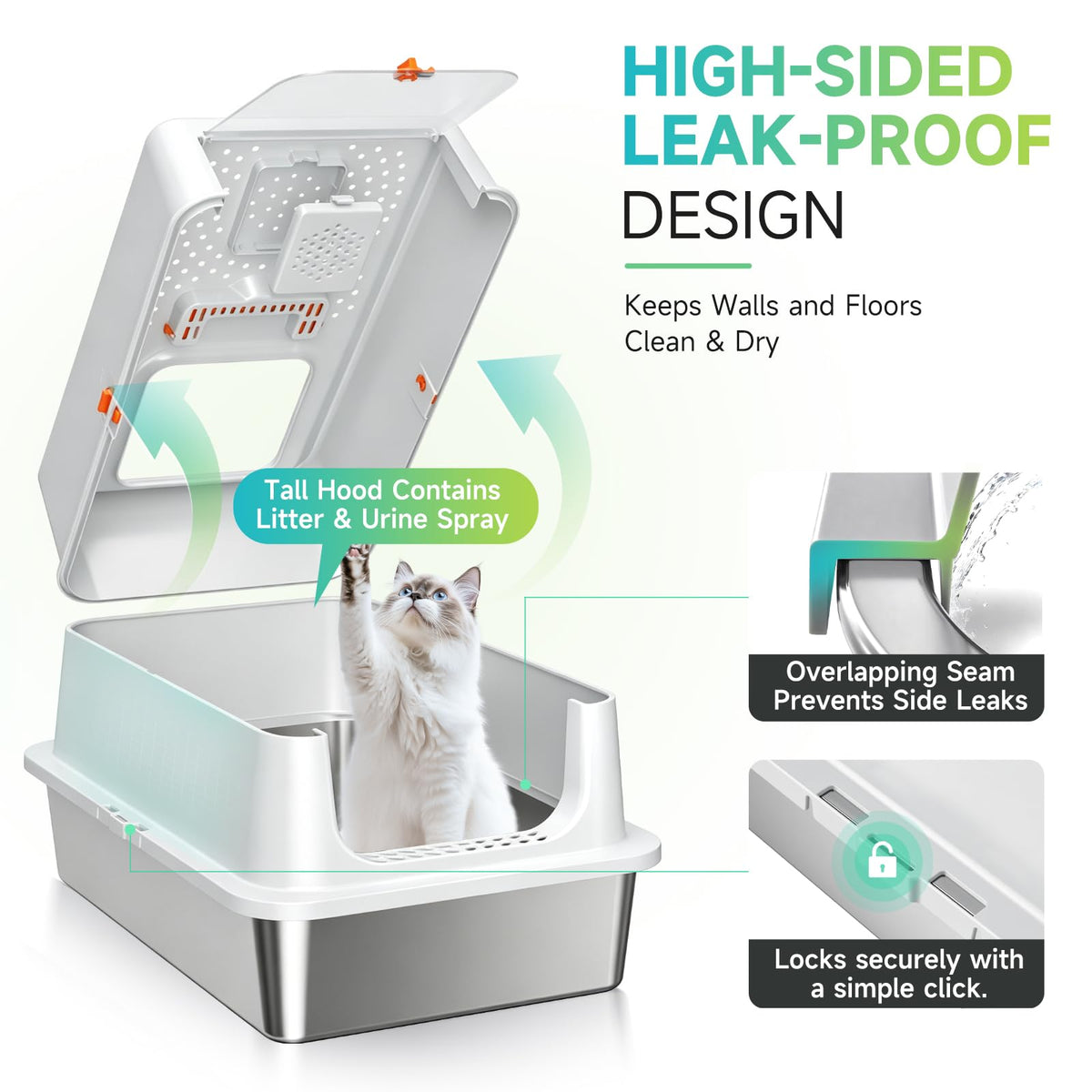 XL Stainless Steel Cat Litter Box J7332