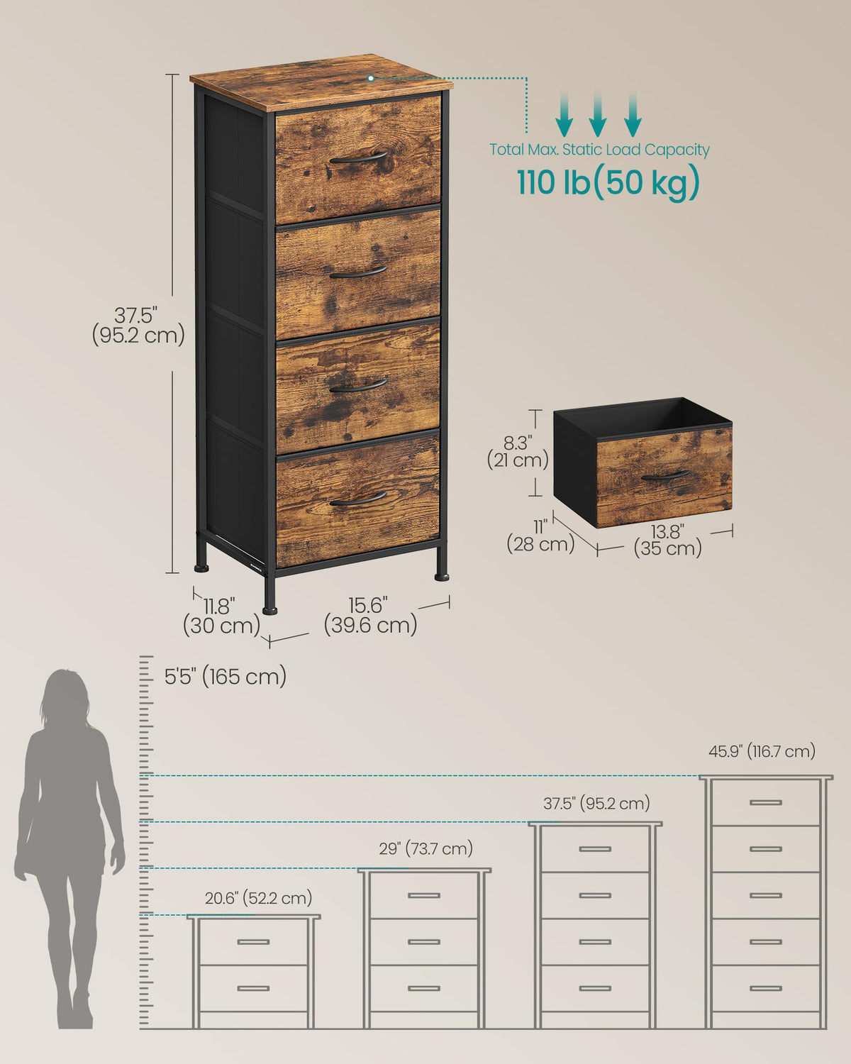 Dresser with 4 Fabric Drawers D330884