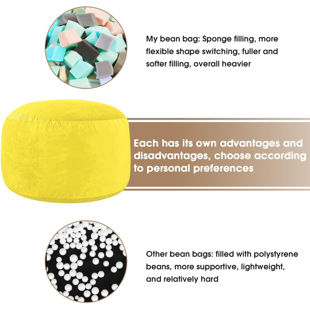 Yellow 3 ft Memory Foam Bean Bag Chair W701