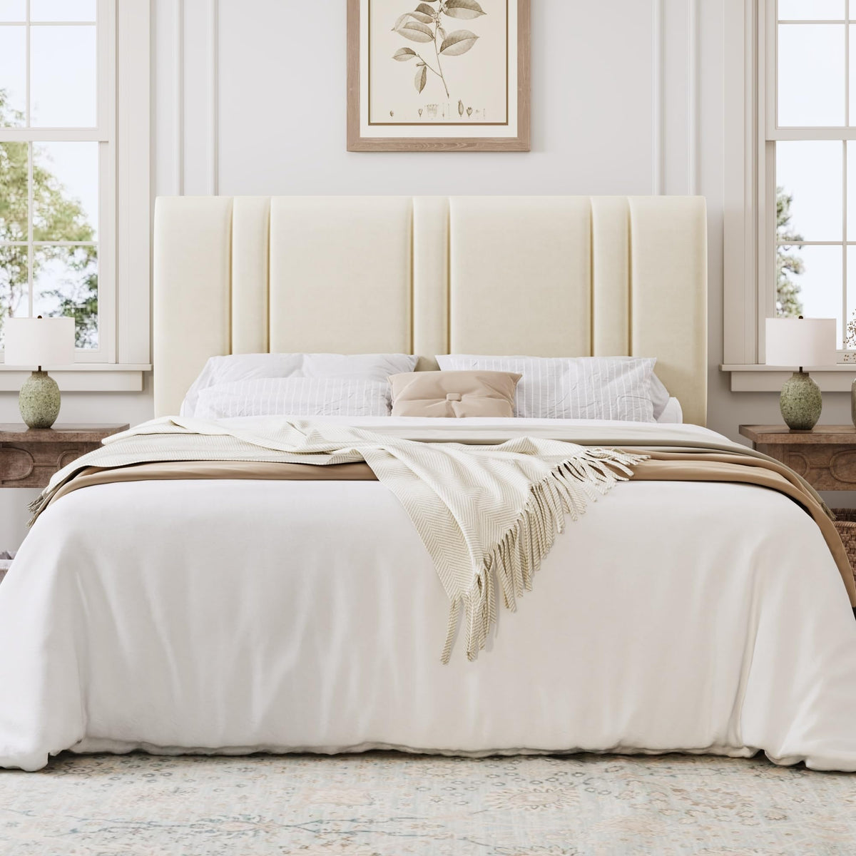 Queen Size Velvet Bed Frame with Adjustable Headboard R359051