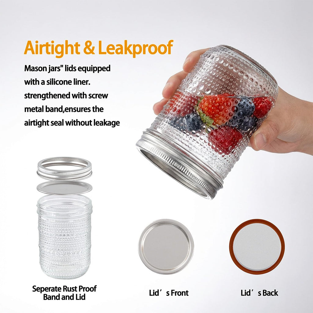 6-Pack 16 oz Wide Mouth Glass Mason Jars with Lids V93534