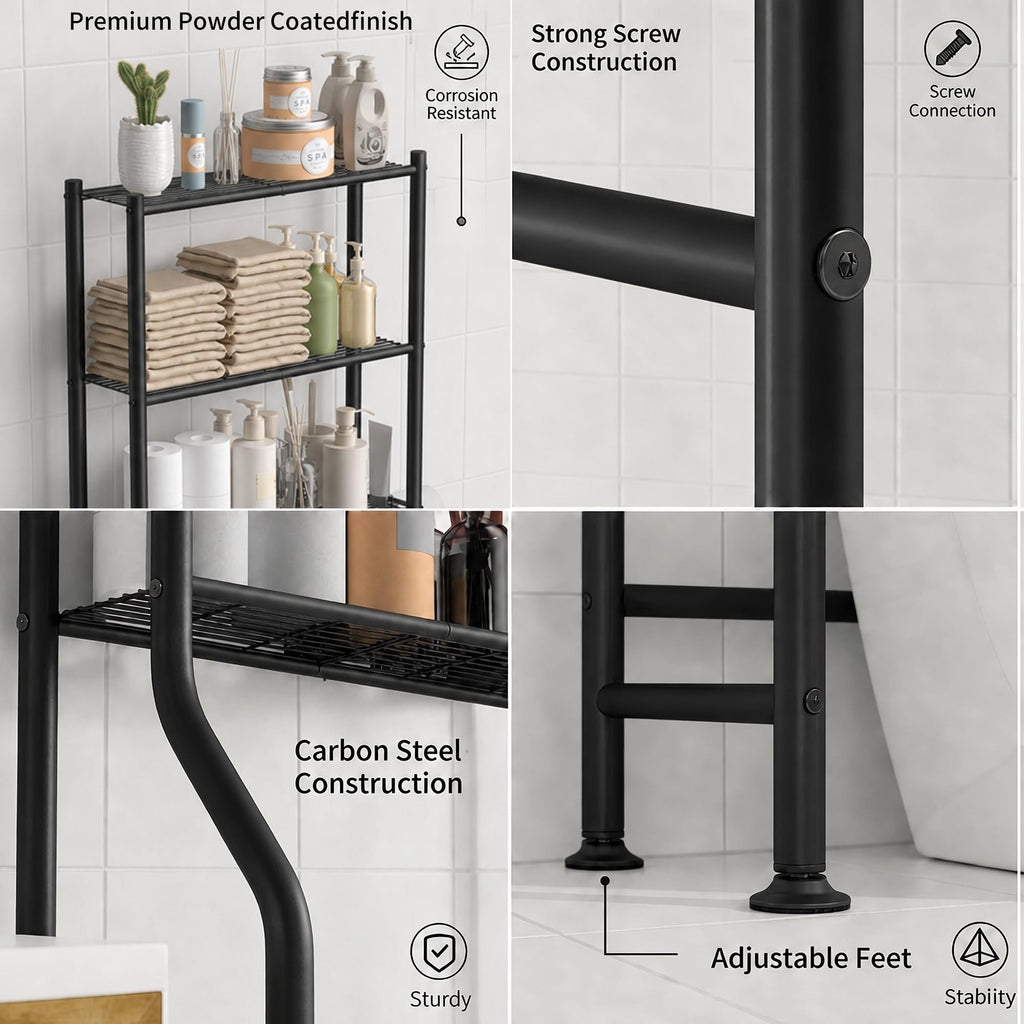 3-Tier Over Toilet Storage, Black V795