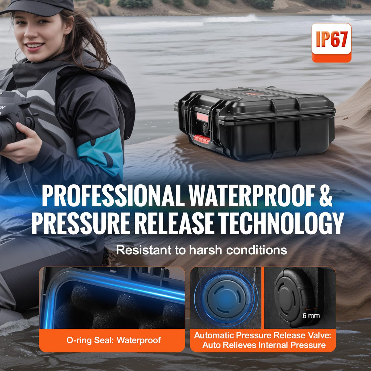 IP67 Waterproof Hard Case with Pre-cut Foam V190077