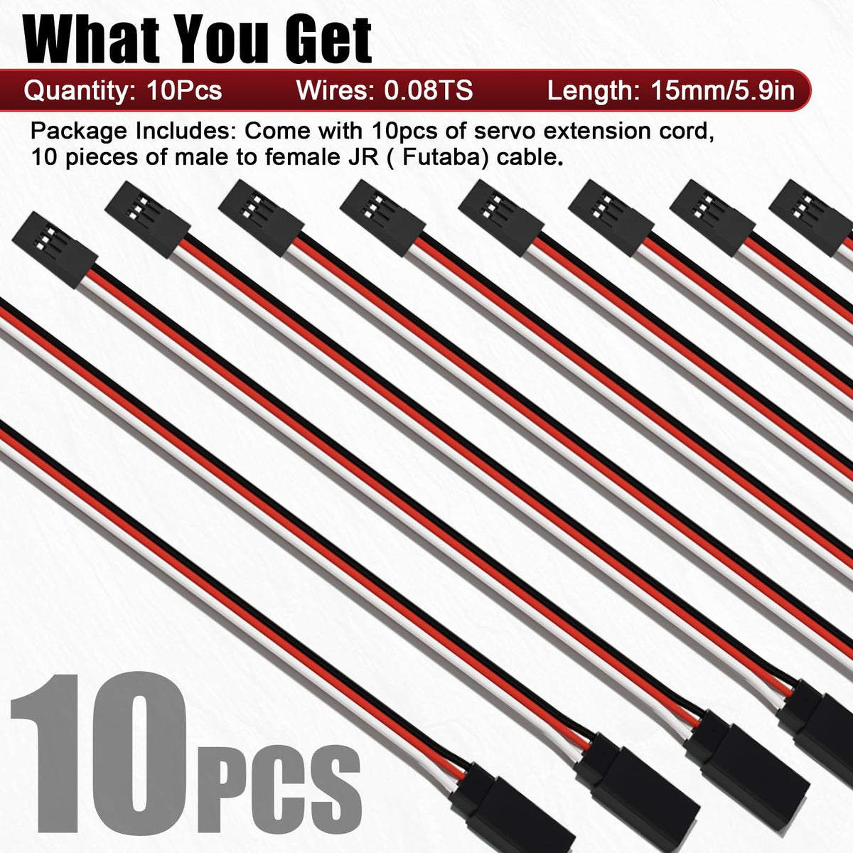 150mm 3 Pin Servo Extension Cable Y Connector 10-Pack R825201