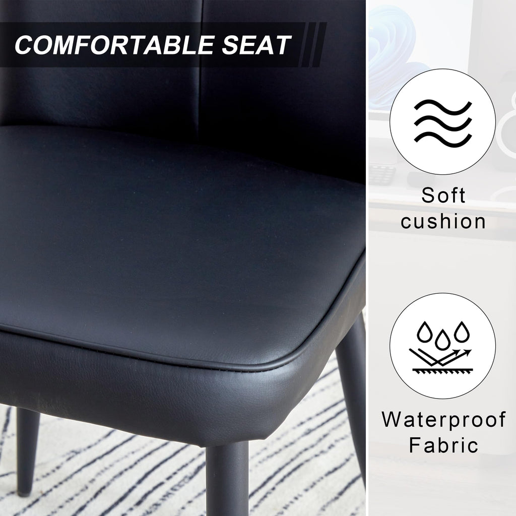Black Faux PU Leather Dining Chairs Set of 4 Z76616