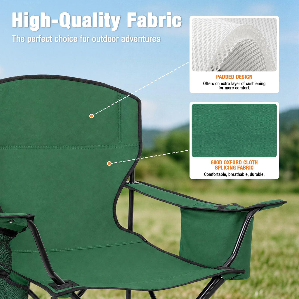 2 Pack Heavy Duty Folding Camping Chair with Cooler Bag Z7449