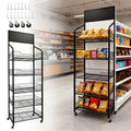 5 Tier Metal Candy Display Rack with Wheels & 15 Hooks T90777