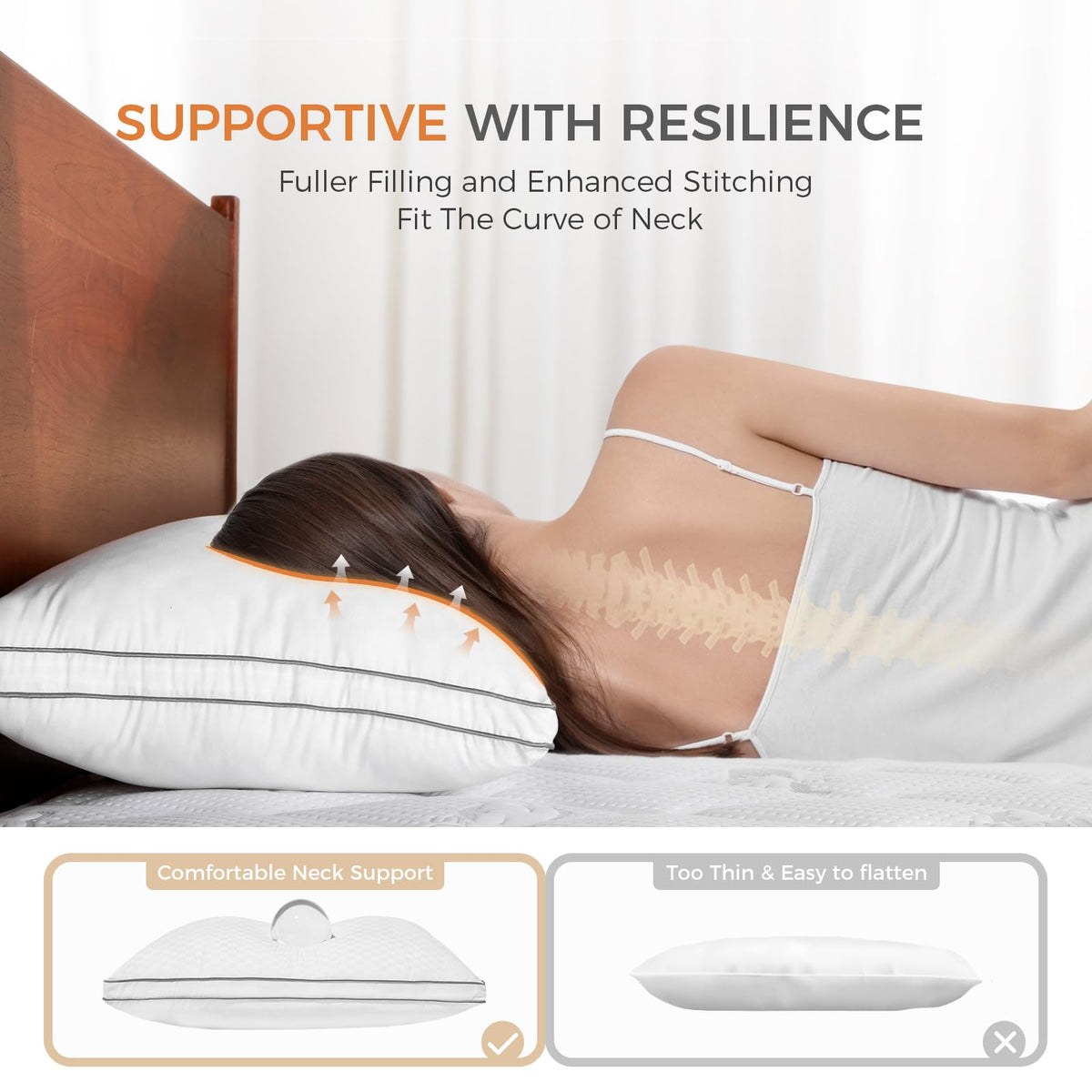 King Size Set of 2 Gusseted Bed Pillows L415919