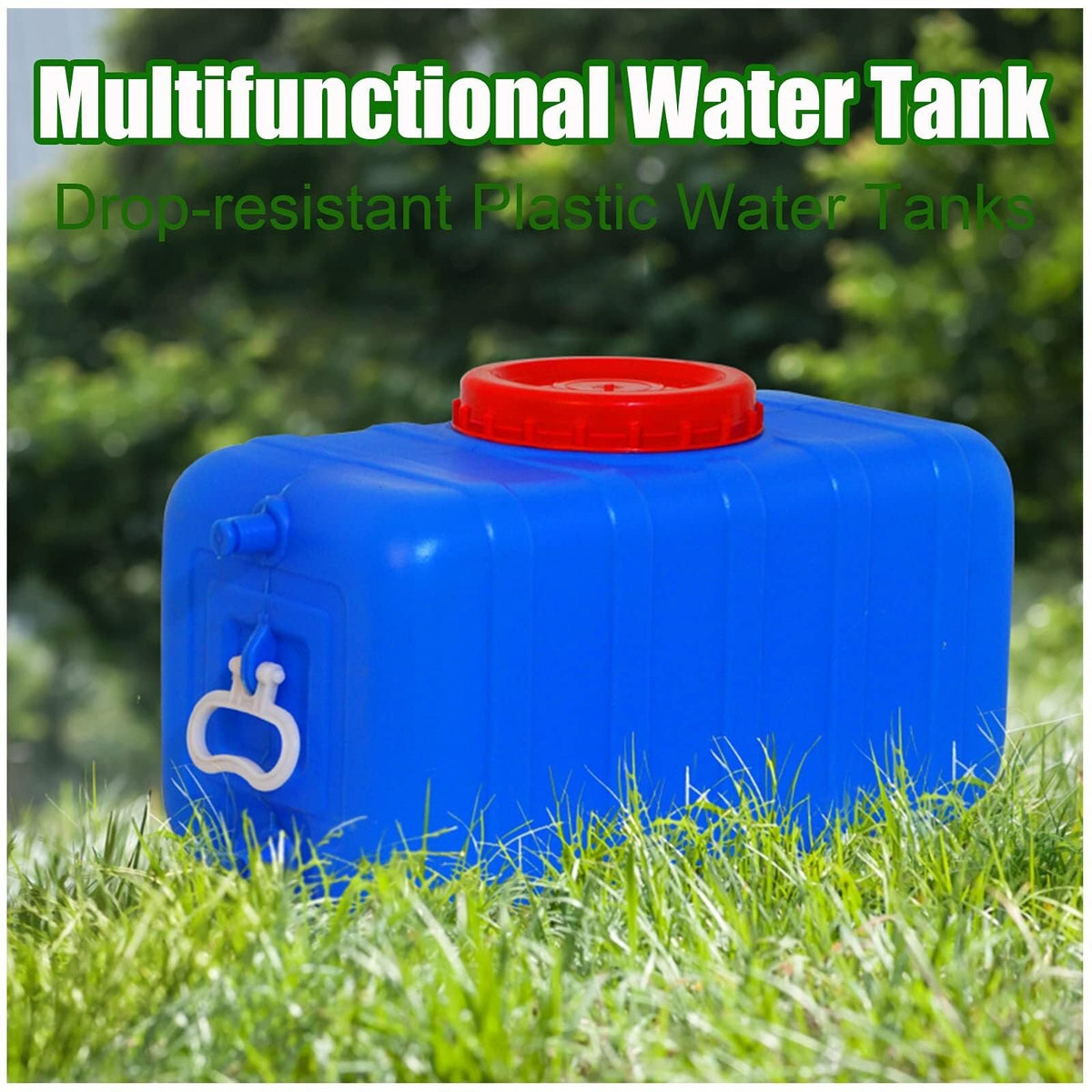 Blue Large Food-Grade Water Storage Container with Lid and Handle I5462