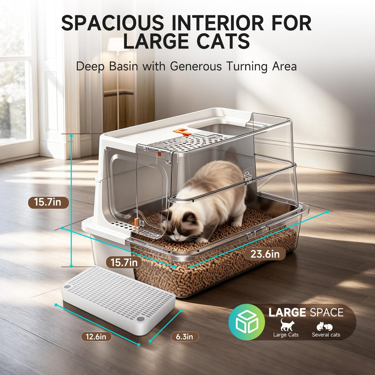 XL Stainless Steel Cat Litter Box J7332