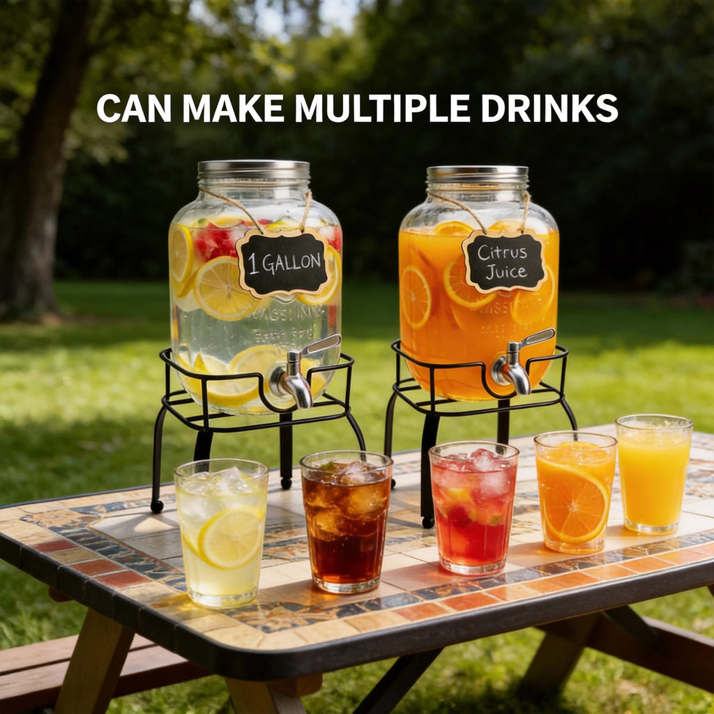 1 Gallon Glass Drink Dispensers with Spigot A553