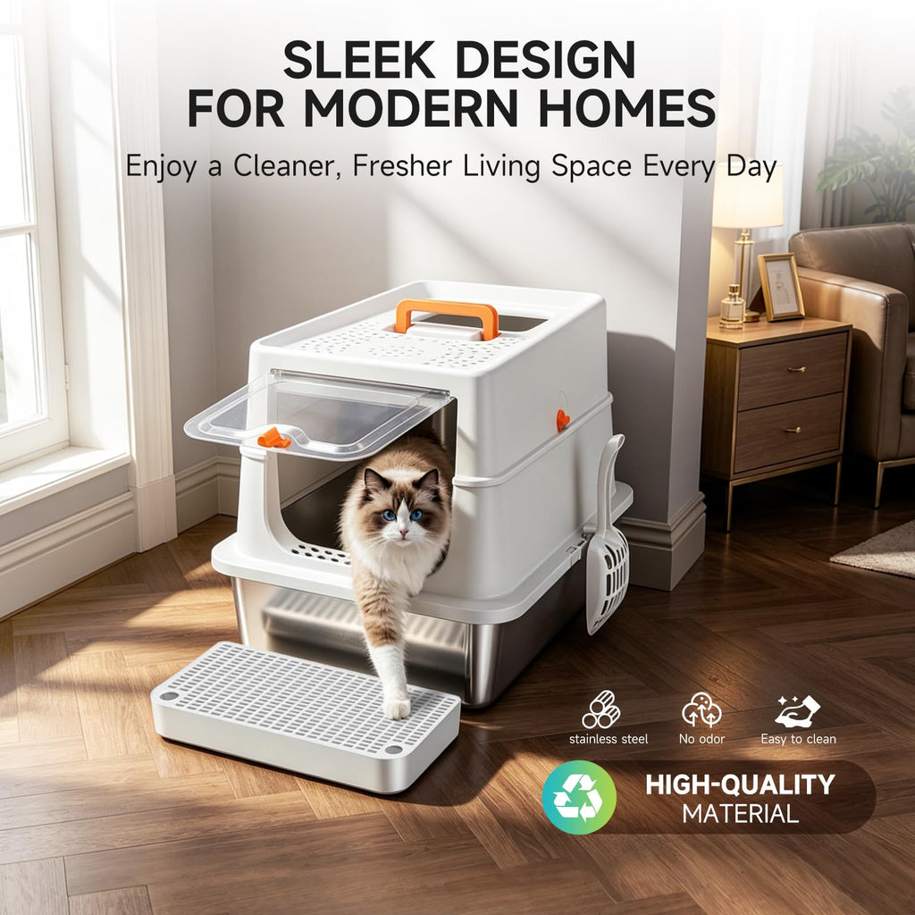 XL Stainless Steel Cat Litter Box J7332