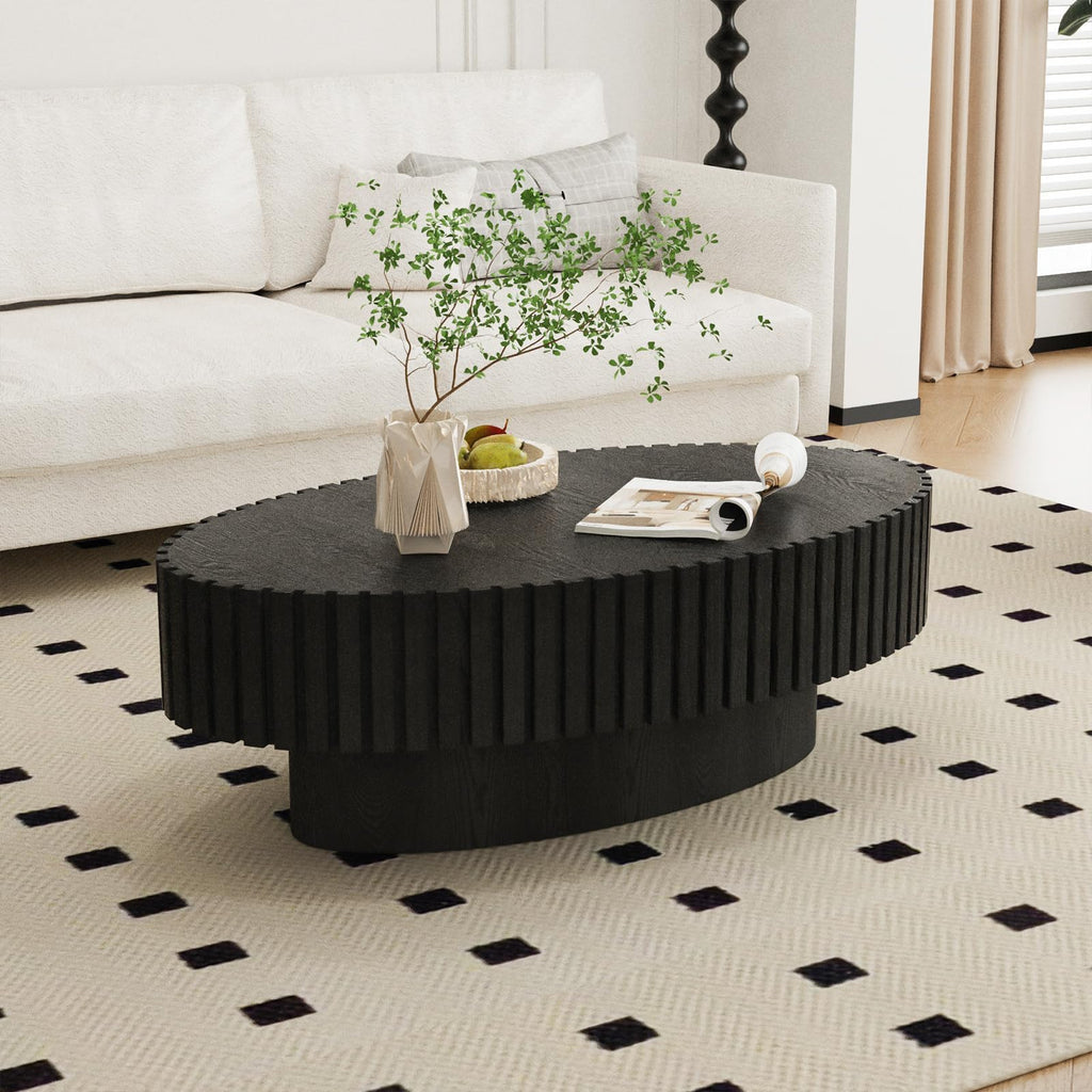 Black Modern Wood Oval Coffee Table I525