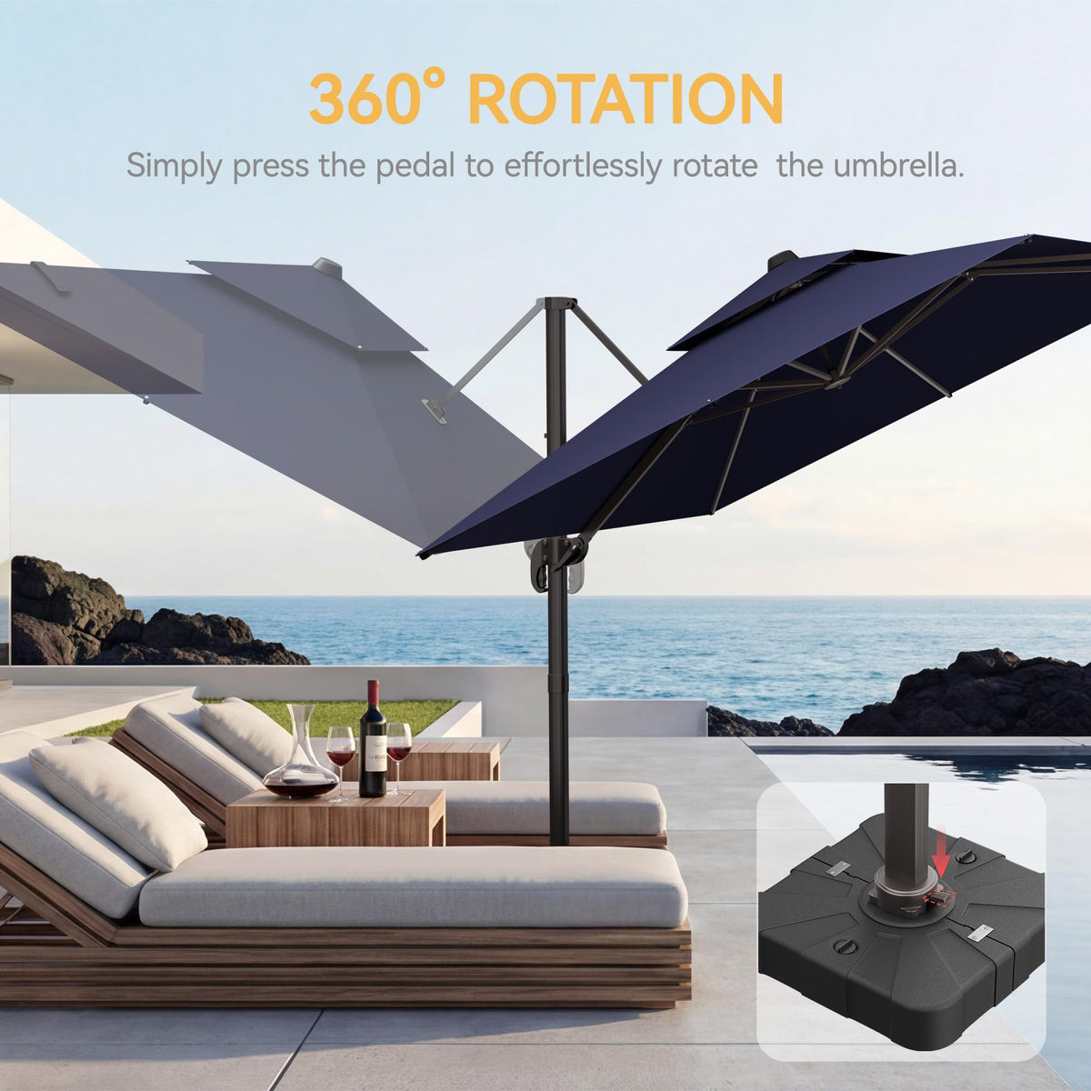 Cantilever Patio Umbrella with Base V920258