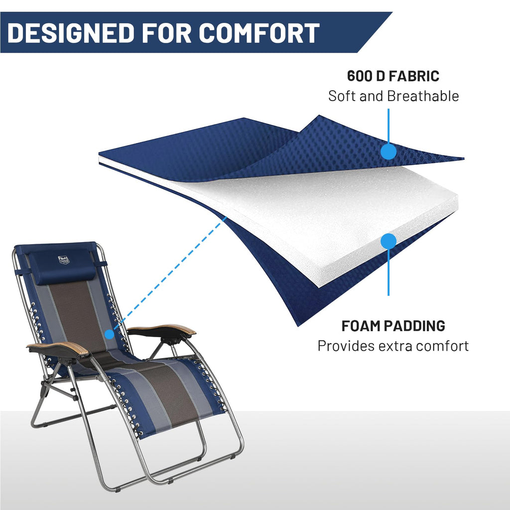 Oversized Zero Gravity Padded Reclining Lounge Chair with Cup Holder 350 lbs F672