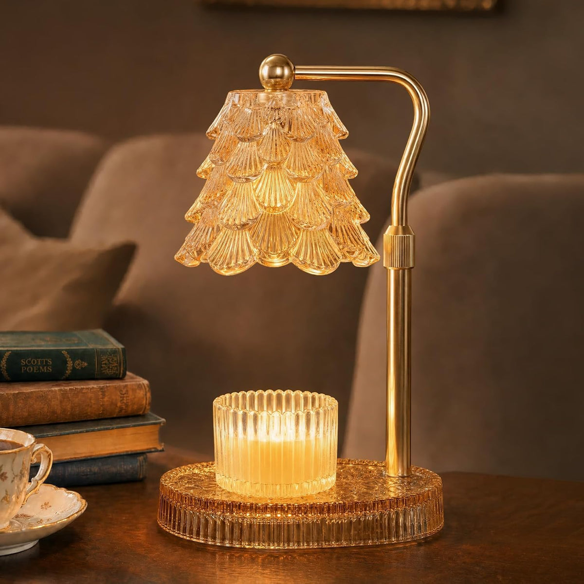 Candle Warmer Lamp with Timer Dimmer, Adjustable Height Glass Lamp G20198