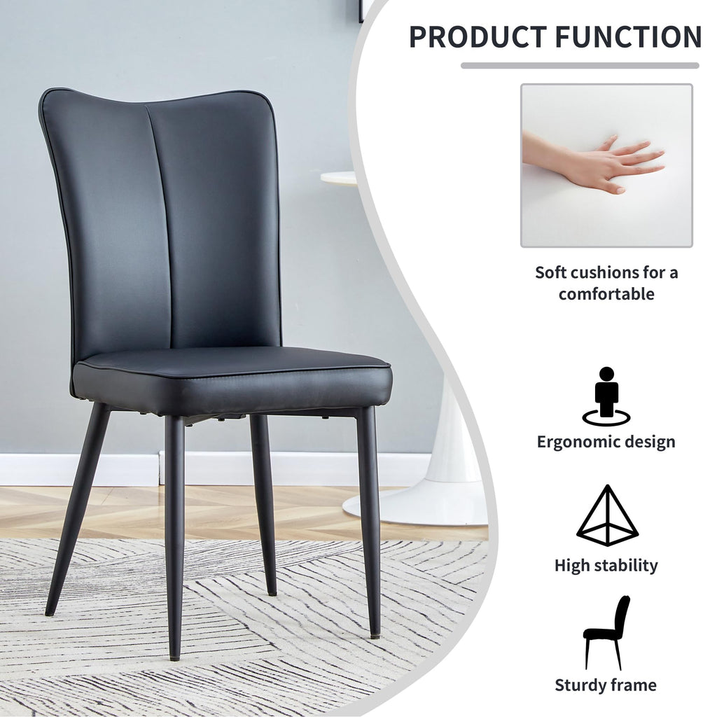 Black Faux PU Leather Dining Chairs Set of 4 Z76616