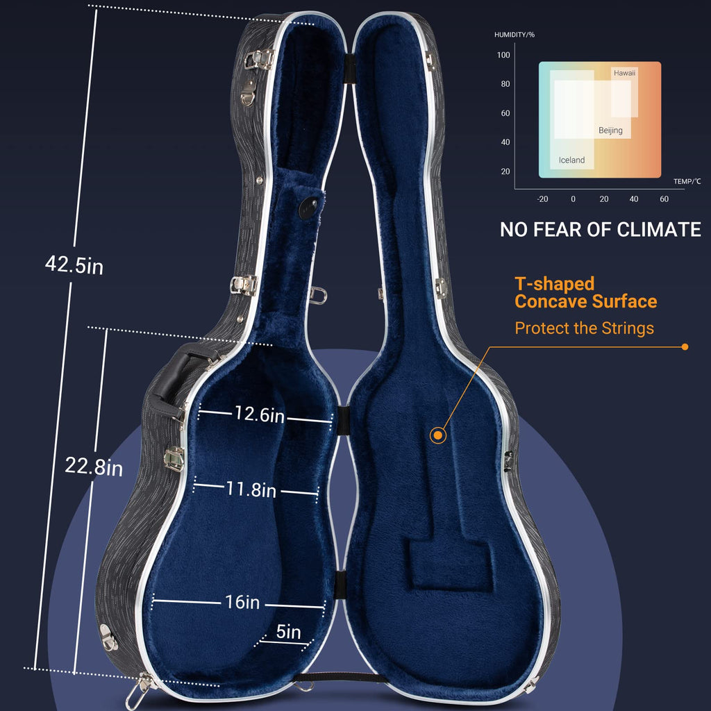 41 Inch ABS Hard Acoustic Guitar Case Black O95958