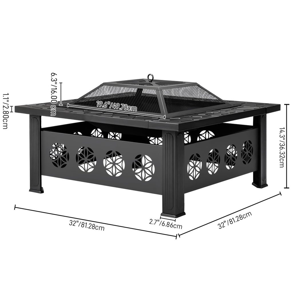 32 Inch Square Wood Burning Fire Pit Table M43669