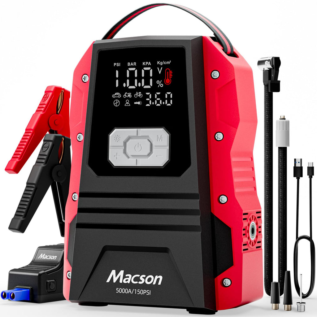Portable 12V Jump Starter with Air Compressor and 150PSI Tire Inflator B434116