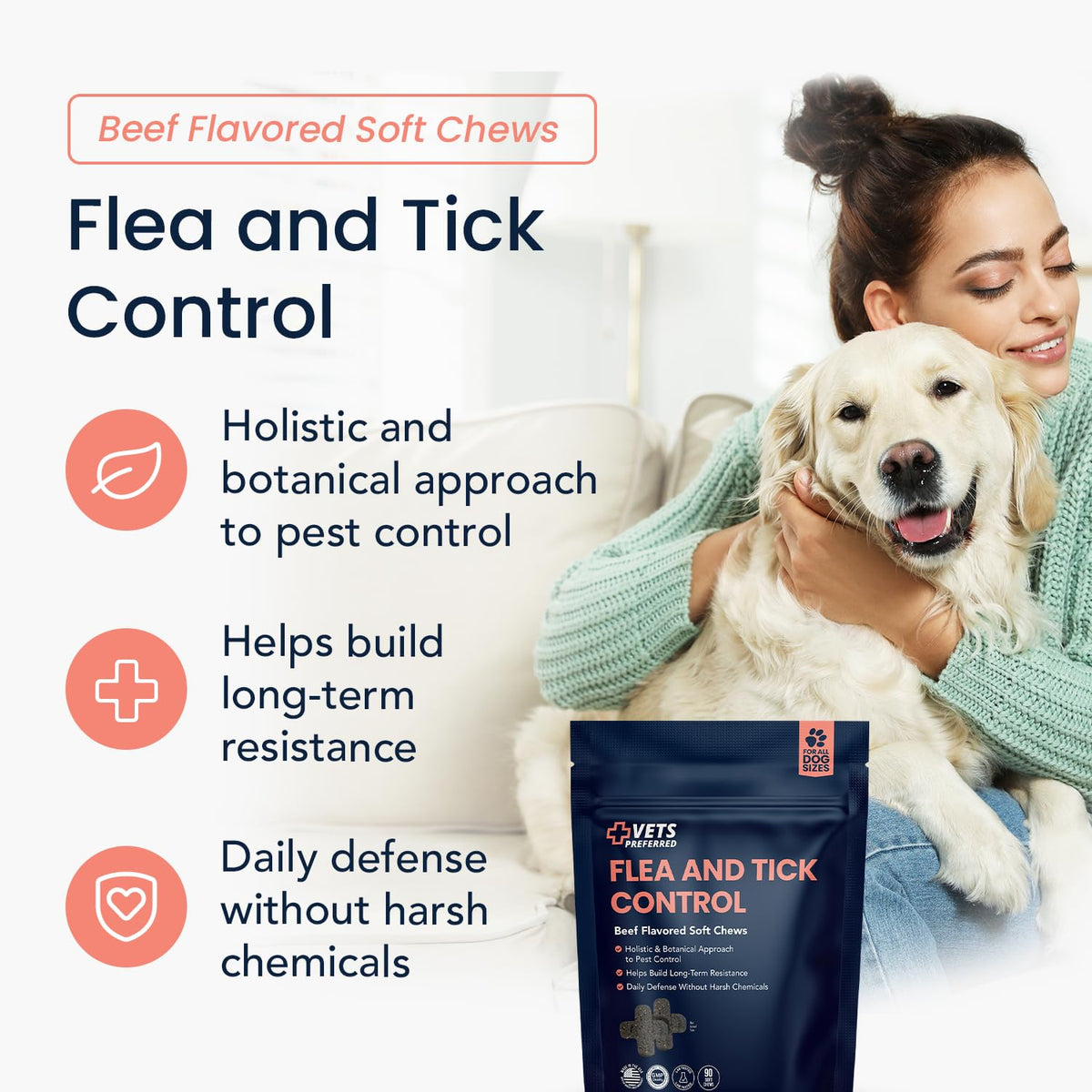 Chewable Flea and Tick Prevention for Dogs 90 Ct P551
