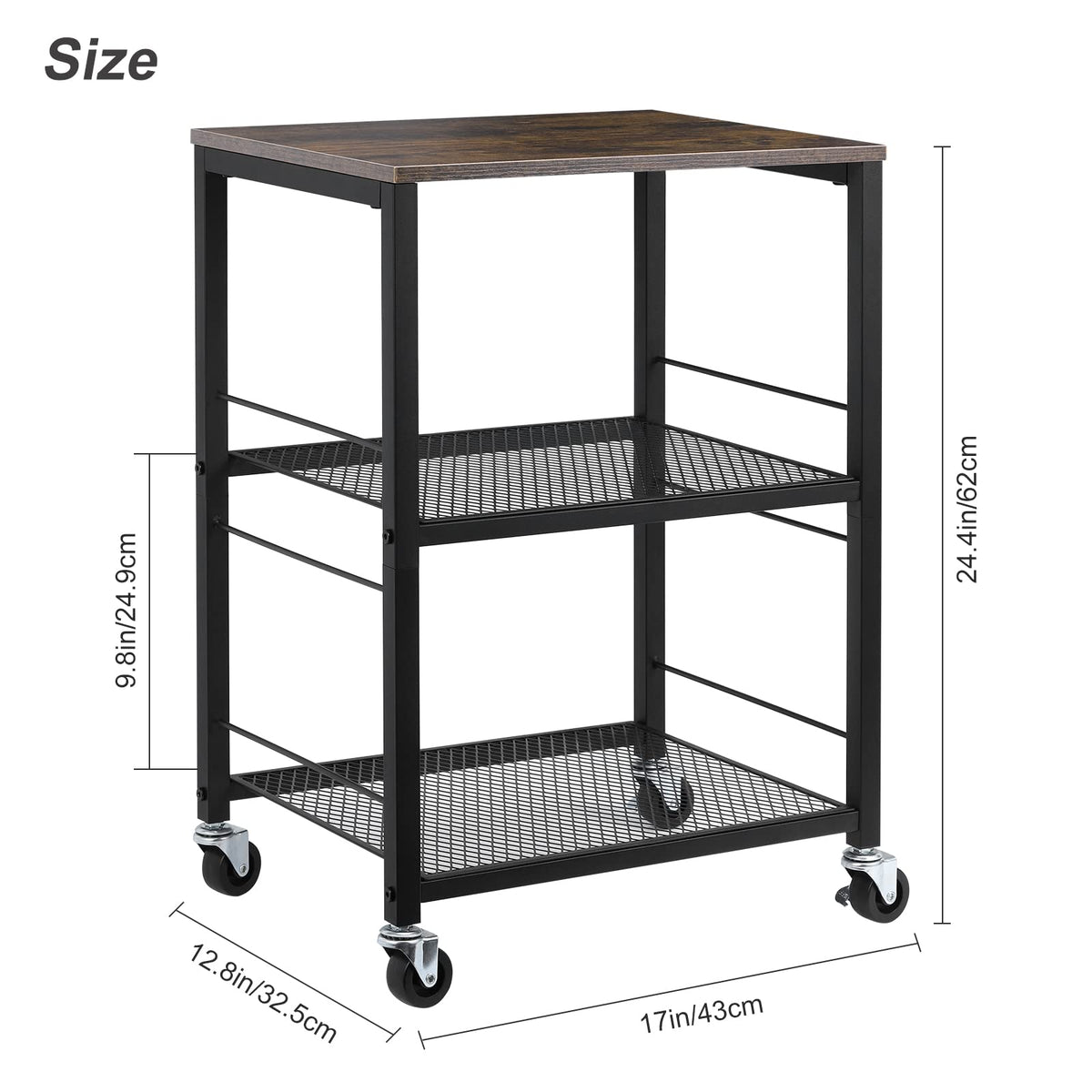 3 Tier End Table with Wheel Y128