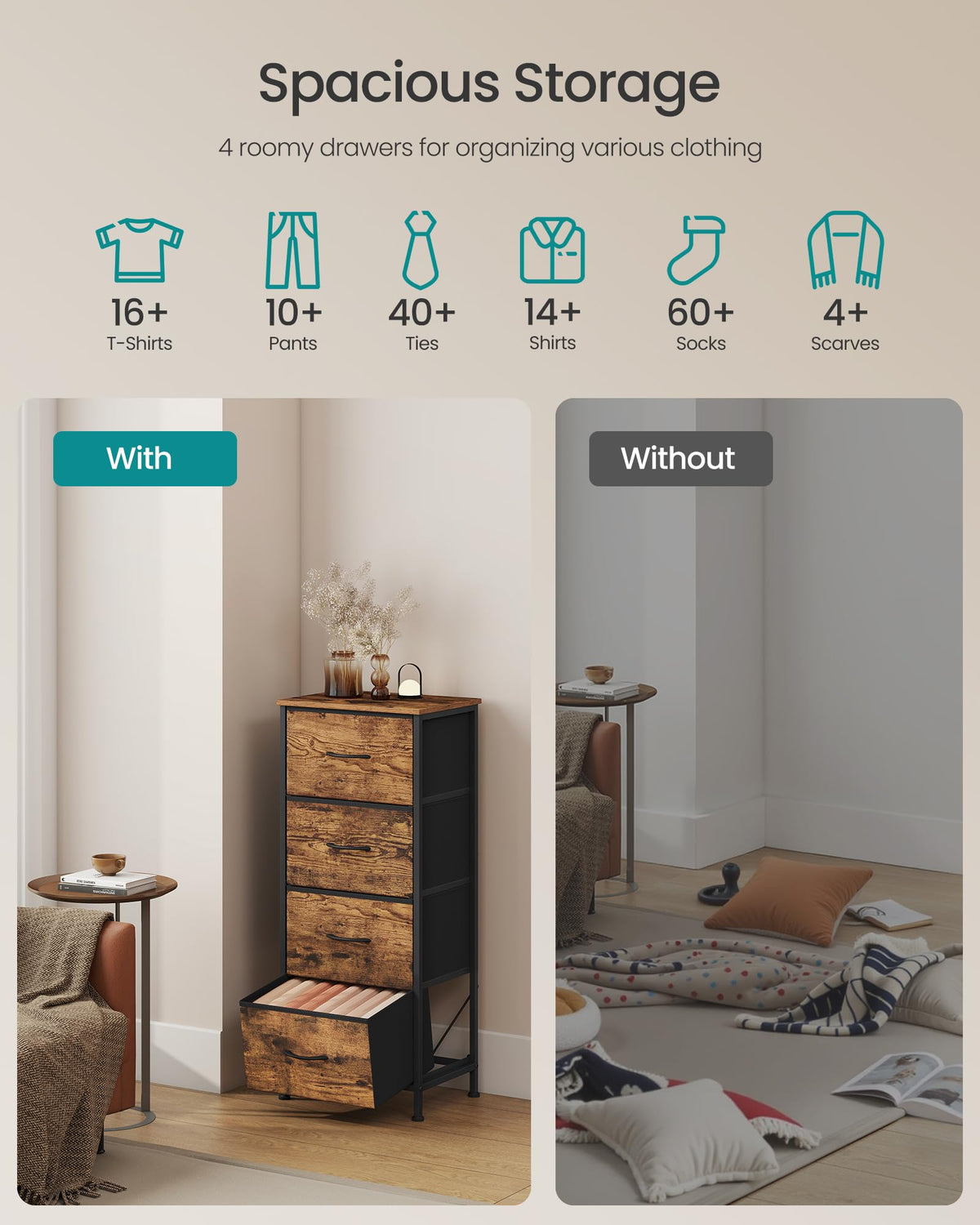 Dresser with 4 Fabric Drawers D330884