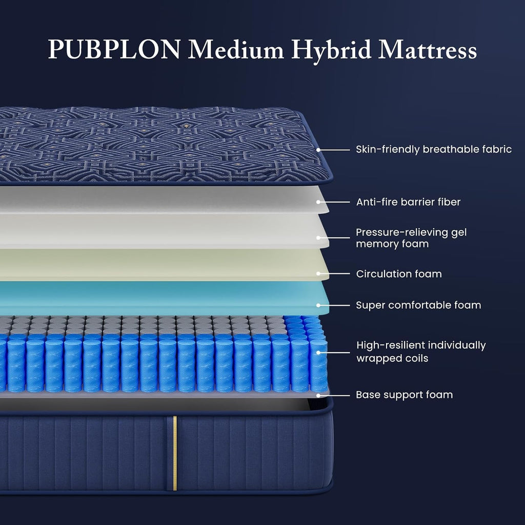 Queen 14 Inch Hybrid Gel Memory Foam Mattress in a Box L974610
