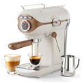 White Compact Espresso Machine with Milk Frother H676973